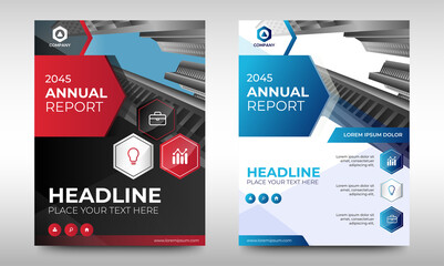 Set of Corporate Book Cover Design Template in A4. Black, Red, and Blue. Can be adapt to Brochure, Annual Report, Magazine,Poster, Business Presentation, Portfolio, Flyer, Banner, Website.