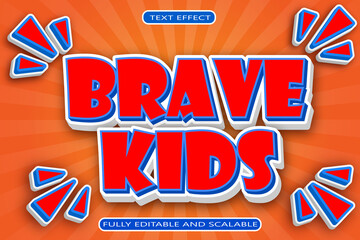 Brave Kids Editable Text Effect 3 Dimension Emboss Modern Style