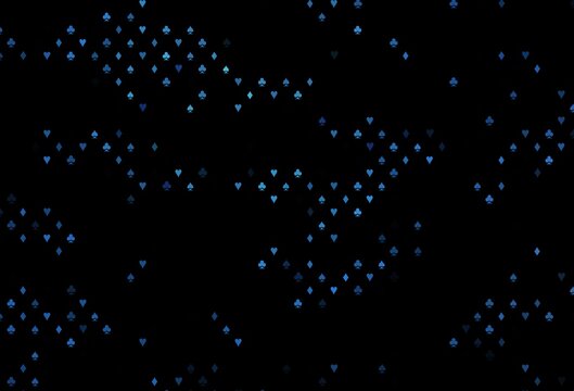 Dark blue vector background with cards signs.
