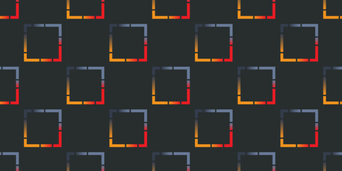 Dark Abstract Geometric Background Design, Rows of Many Colorful Rectangular Frames Pattern, Template with 3D Light Effect in Editable Vector Format