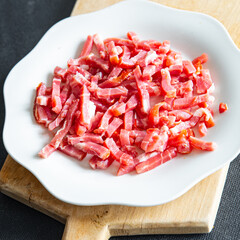 bacon pork meat slice fresh meal food snack on the table copy space food background rustic 