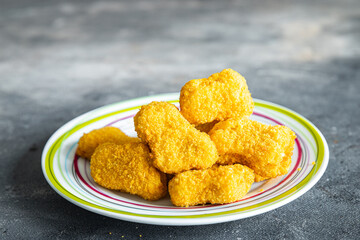 chicken nuggets deep fried poultry meat fresh healthy meal food snack diet on the table copy space food background rustic top view
