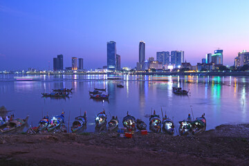 Phnom Penh Mekong River at Dusk December 2021