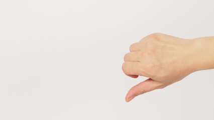 Fa key music hand sign on white background.