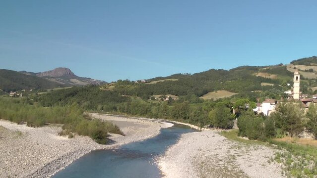 Trebbia river, seen from Travo (Italy)