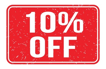 10% OFF, words on red rectangle stamp sign