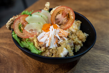 Japanese style fried squid salad