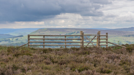 Fototapeta na wymiar Gate to a view looking towards Bamford Edge.