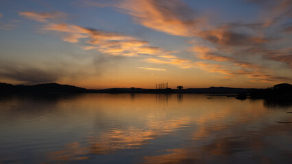 Fototapeta premium beautiful landscape, sunset on the Angara river