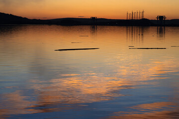 beautiful landscape, sunset on the Angara river