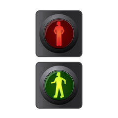 pedestrian traffic lights red and green. Illustration on white background