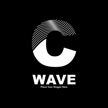 Abstract letter C line wave vector logo design. Suitable for business, poster, card, wave symbol and initial