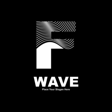 Abstract letter F line wave vector logo design. Suitable for business, poster, card, wave symbol and initial