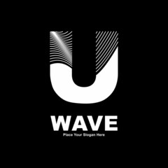 Abstract letter U line wave vector logo design. Suitable for business, poster, card, wave symbol and initial © Nickpd