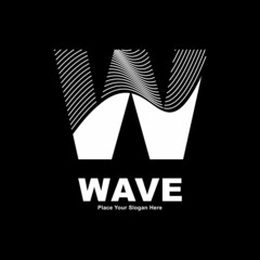 Abstract letter W line wave vector logo design. Suitable for business, poster, card, wave symbol and initial - obrazy, fototapety, plakaty