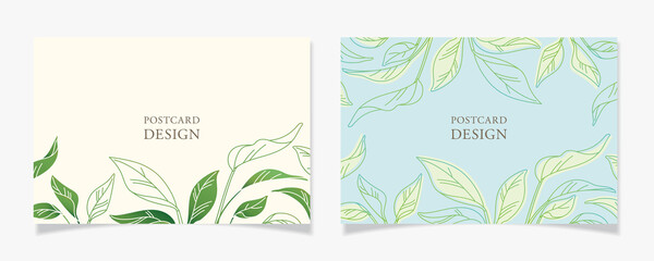 Fototapeta na wymiar 観葉植物をあしらったポストカードデザインA