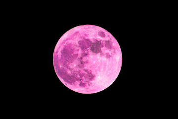 Pink Moon. Snow moon. Super full moon with dark background. Madrid, Spain, Europe. Horizontal Photography. 24. February. 2024. Moon. Supermoon. Sulfur. Conjunction. Venus. Saturn. Jupiter.