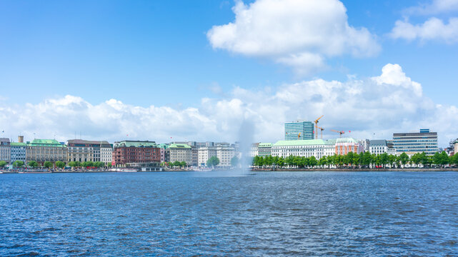 View at the Inner Alster Lake in Hamburg