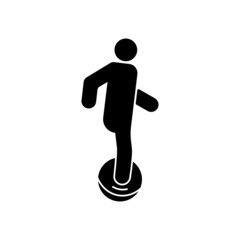 Electric Unicycle Black Silhouette Icon. Man on Monocycle Activity Healthy Urban Transport Glyph Pictogram. Active Electro Power Battery Monowheel Flat Symbol. Isolated Vector Illustration