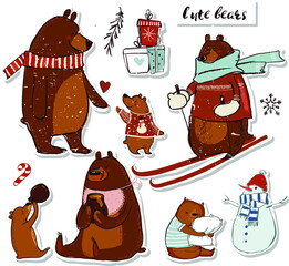 cute christmas bear collection - 509764912