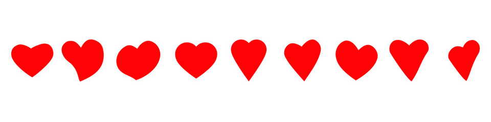 Heart red icon vector set, love illustration symbol collection. romantic sign.