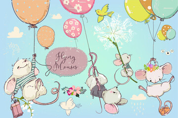 baby card with fly mouses - 509766112