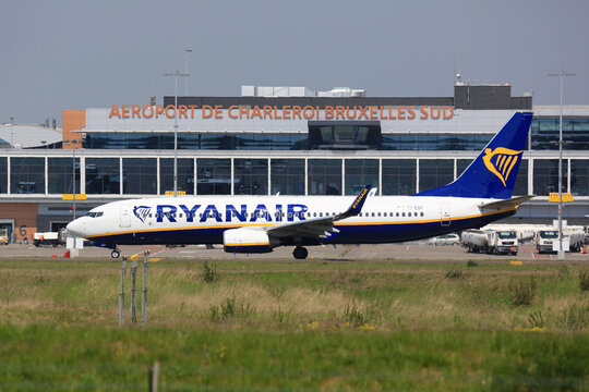 Ryanair Boeing 737-800 airplane Charleroi airport in Belgium
