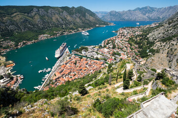 Panorama of the Bay of Kotor and the fortress