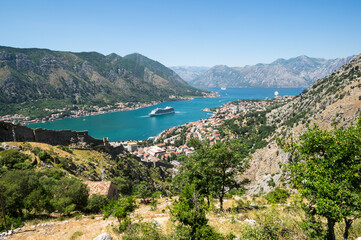 Panorama of the Bay of Kotor and the fortress