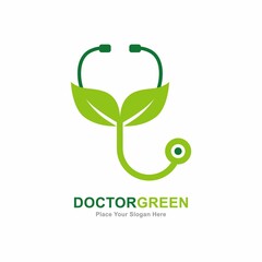 Leaf stethoscope vector logo template. Suitable for health, natural and leaf symbol