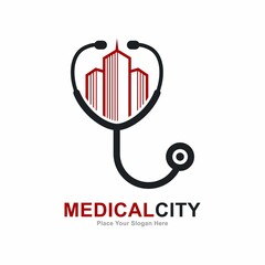 City stethoscope logo vector logo template. Suitable for business, health and education
