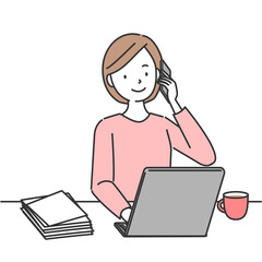 リモートワークをする女性