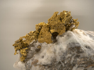 Natural golden gold nugget detail