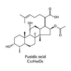 Structural chemical formula on white background