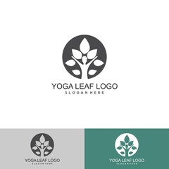 Wellness logo design. Green Leaf Leaves with Human icon symbol, for Healthy, Meditation, Yoga, Spa, Therapy logo design inspirations