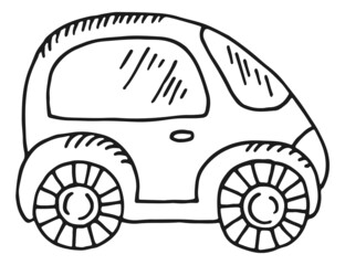 Toy car sketch. Cute child auto drawing