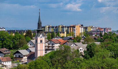Obraz premium Kranj Suburbs and St. Joseph Church