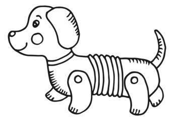 Dog toy icon. Mechanical animal kid drawing