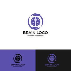 Dot Line Brain Logo Template
