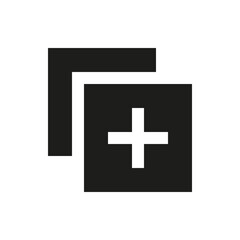 Obraz premium Add new element solid icon. Add item to compare glyph vector symbol.