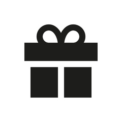 Free gift box solid icon. Present glyph vector symbol.