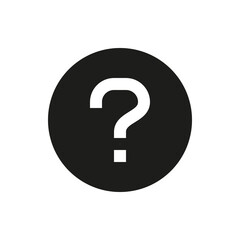 Question mark in black circle solid icon. Ask question glyph vector symbol.