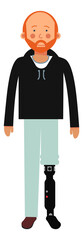 Man standing on prosthetic leg. Artificial limb person