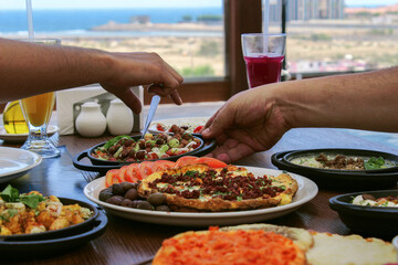 Traditional Arabic food | Arabic food backgrounds | Lebanese food  | ramadan food | Manakish |...