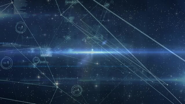 Animation of star, constellations and connections on black background