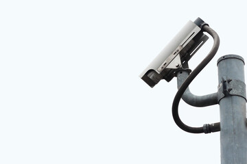 Security CCTV camera on a pole