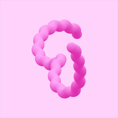 9 number pink cotton candy logo design. Vector shinny isolated font for app logo, , design element, poster and headline etc.