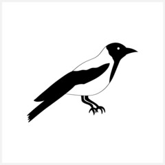 Doodle crow clip art isolated. Hand drawn animal. Stencil drawing bird. Vector stock illustration. EPS 10