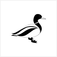 Doodle duck clip art isolated. Hand drawn animal. Stencil hand drawn bird. Vector stock illustration. EPS 10
