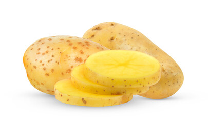 potatoes on white background
